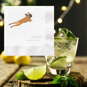 Custom Pet French Bulldog Wedding Coined Napkin