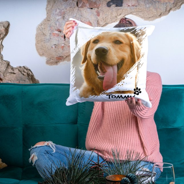 Custom Pet Friends Photo & Name Throw Pillow Gift (Custom Pet Friends Photo & Name Throw Pillow Gift)