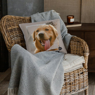 Custom Pet Friends Photo & Name Throw Pillow Gift