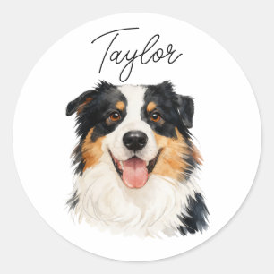 Custom Pet from Photo & Name – Personalized Dog Classic Round Sticker