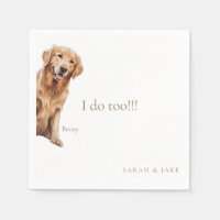 Custom Pet Golden Retriever Wedding Napkins