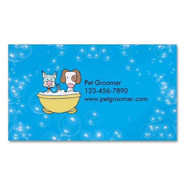 Custom Pet Groomer Business Card Magnet (Front)