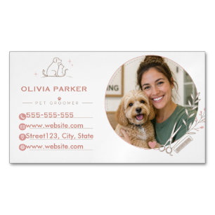 Custom Pet Groomer Business Card Magnet with Photo