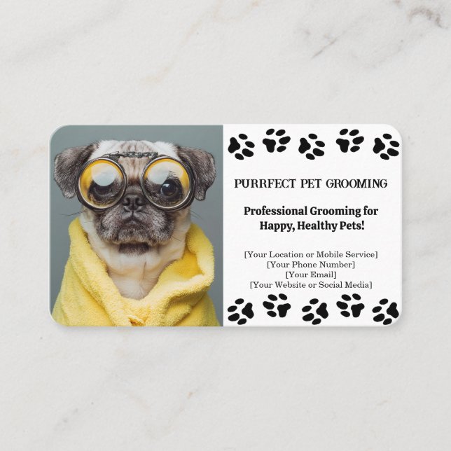 Custom Pet Groomer Business Card with Photo (Front)
