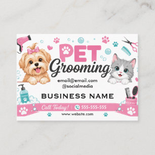 Custom Pet Grooming Business Card with Cute Dog