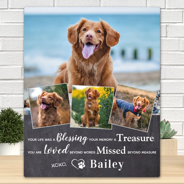 Custom Pet Loss Dog Memorial Remembrance 4 Photo Plaque (Creator Uploaded)
