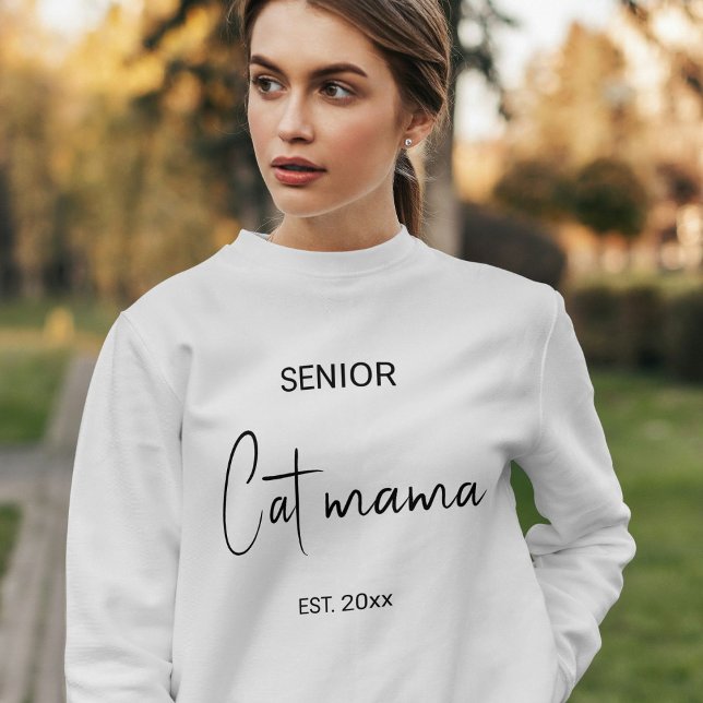 Custom Pet Lover Black Script Senior Cat Mom Ash Sweatshirt (Creator Uploaded)