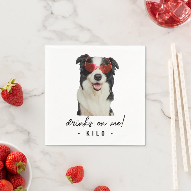 Custom Pet Lover Dog Or Cat Photo Funny Wedding Napkin (Insitu)