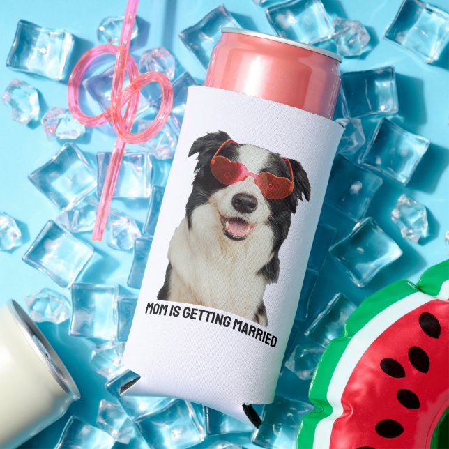 Custom Pet Lover Dog Or Cat Wedding Announcement Seltzer Can Cooler (In Situ Summer)