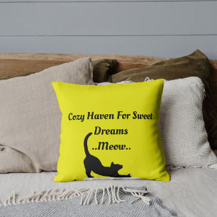 Custom Pet Lover Funny Cat Script Quote On Yellow Cushion