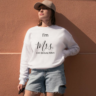 Custom Pet Lover Name Stylish Black Script Cat Mom Sweatshirt