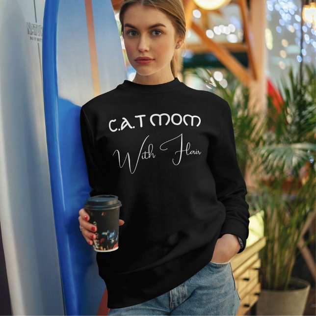 Custom Pet Lover White Funny Script Cat Mum Black Sweatshirt (Creator Uploaded)