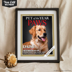 Custom Pet Magazine Cover, Cat Dog Pet Portrait Poster