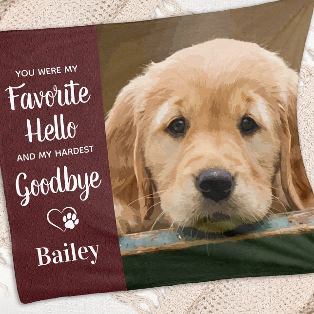 Custom Pet Memorial Favourite Hello Poem Dog Photo Fleece Blanket (Creator Uploaded)