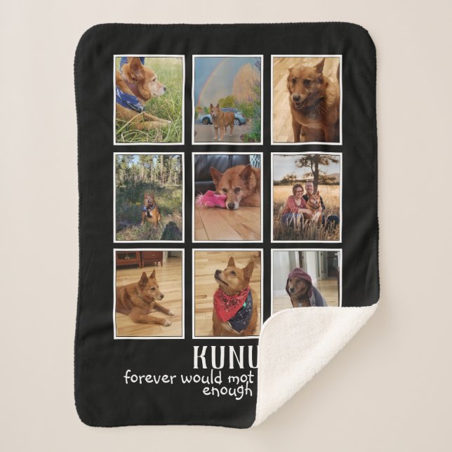 Custom Pet Memorial Gift Dog Lover Photo Collage Sherpa Blanket (Front)