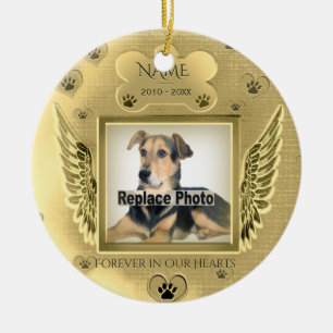 Custom Pet Memorial Gold Hearts Ceramic Tree Decoration