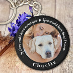 Custom Pet Memorial Pet Loss Keepsake Dog Photo Key Ring<br><div class="desc">Honor your best friend with a custom photo pet memorial keychain . This unique memorial keepsake is the perfect gift for yourself, family or friends to pay tribute to your loved one. This unique dog memorial keychain features a simple black and white design with decorative script. Quote "If Love could...</div>