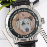 Custom Pet Memorial Pet Loss Keepsake Dog Photo Watch<br><div class="desc">Honour your best friend with a custom photo pet memorial watch . This unique memorial keepsake is the perfect gift for yourself, family or friends to pay tribute to your loved one. This unique dog memorial watch features a simple black and white design with decorative script. Quote "If Love could...</div>