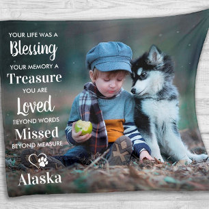 Custom Pet Memorial Pet Loss Sympathy Gift Photo  Fleece Blanket