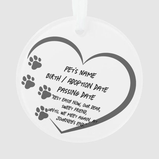 Custom Pet Memorial Photo Acrylic Ornament (Back)