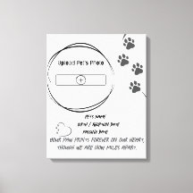 Custom Pet Memorial Photo & Name Canvas Print 