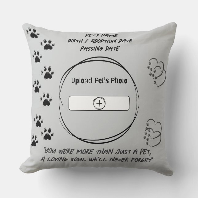 Custom Pet Memorial Photo Throw Pillow (Front)