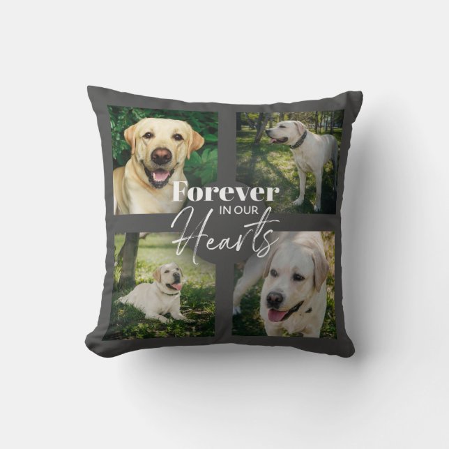 Custom Pet Memorial Photo Typography Grey Cushion (Front)