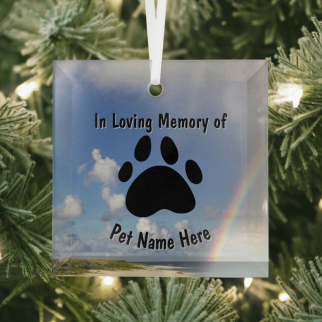 Custom Pet Memorial Rainbow Glass Tree Decoration (Insitu)