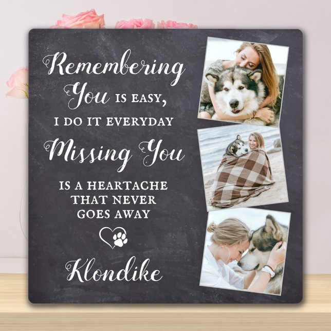 Custom Pet Memorial Remembrance Poem Dog 3 Photo Plaque (Creator Uploaded)