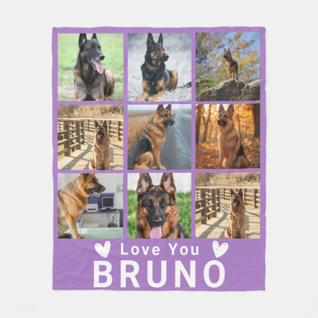 Custom Pet Memory Dog Cat Violet with 9 Photos Fleece Blanket (Front)