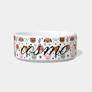 Custom Pet Name Animal Print Elegant Pet Bowl