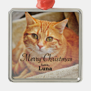 Custom Pet Name Christmas Holiday Photo Metal Tree Decoration