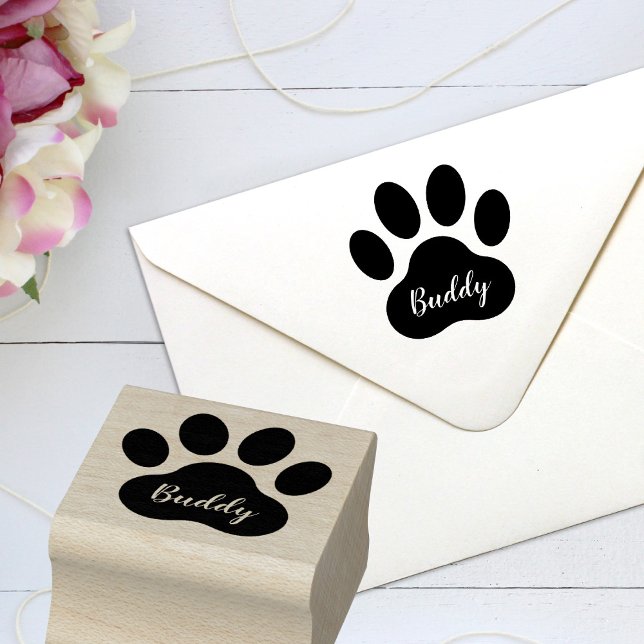 Custom Pet Name Paw Print Signature Rubber Stamp (Creator Uploaded)