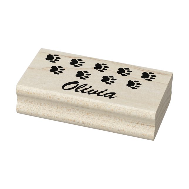 Custom Pet Name Paw Prints Signature Rubber Stamp (Stamp)
