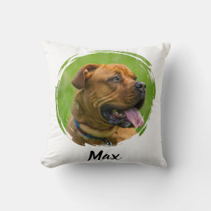 Custom Pet Name & Photo Modern Typography Person Cushion