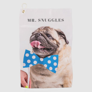 Custom Pet Name Typography and Photo Golf Towel