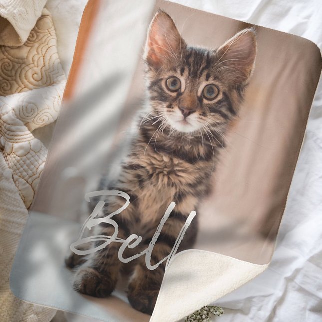 Custom Pet Name Typography and Photo Sherpa Blanket (Creator Uploaded)