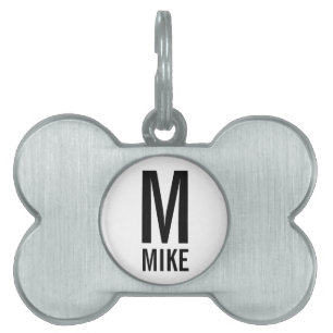 Custom Pet Name with Monogram Pet Name Tag