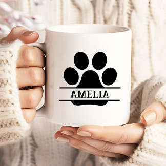 Custom Pet Paw Print Mug | Black & White