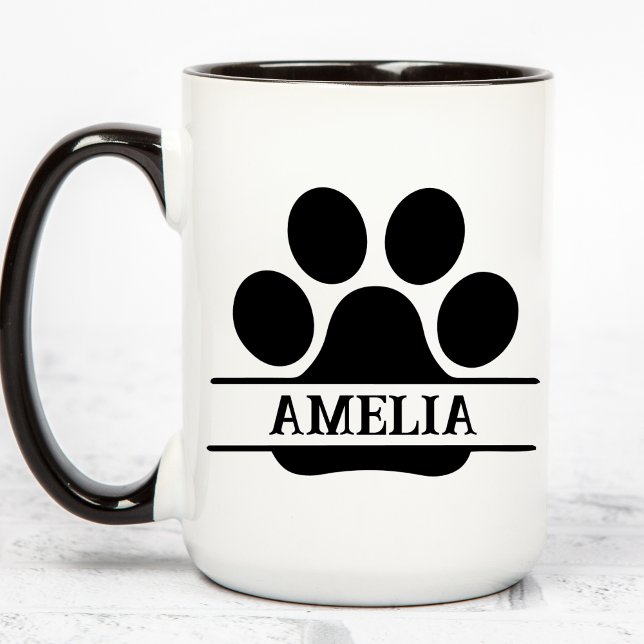Custom Pet Paw Print Mug | Black & White (Creator Uploaded)