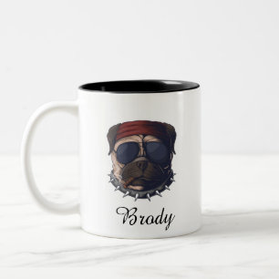 Custom pet personalised dog funny face Two-Tone coffee mug