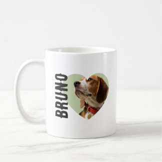Custom Pet Photo and Name Heart Coffee Mug