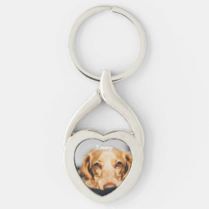 Custom pet photo and name key ring