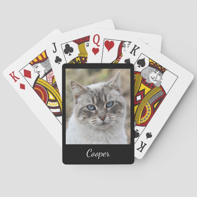 Custom Pet Photo and Name Script Playing Cards (Back)