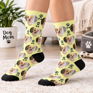 Custom Pet Photo and Paw Prints Socks