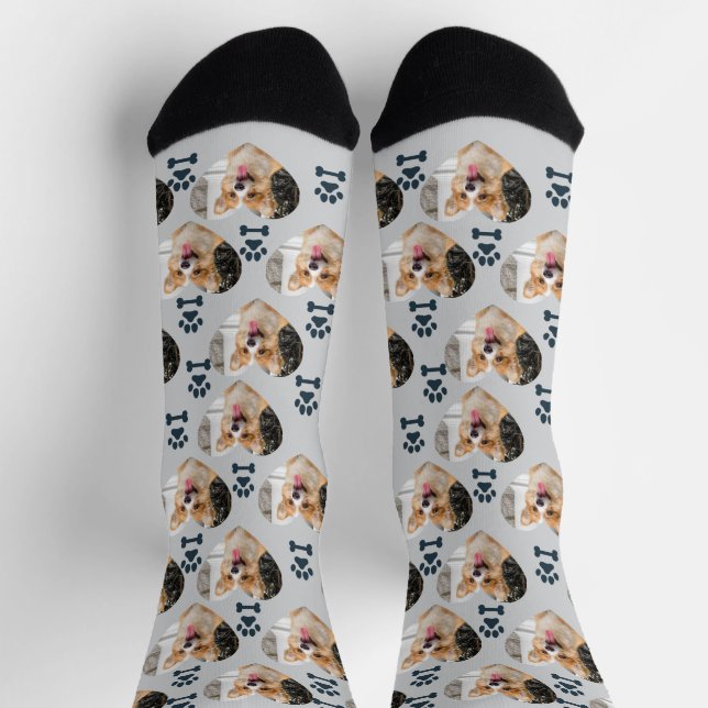 Custom Pet Photo and  Paw Prints Socks (Top)