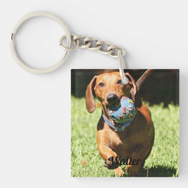 Custom Pet Photo and Text   Key Ring (Front)