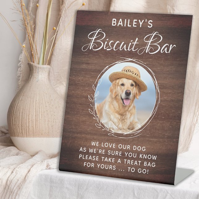 Custom Pet Photo Biscuit Dog Treat Wedding Favour Pedestal Sign (Creator Uploaded)