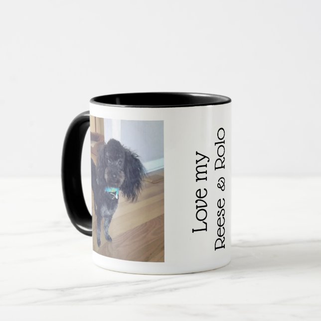 Custom Pet Photo Black White Coffee Mug (Front Left)
