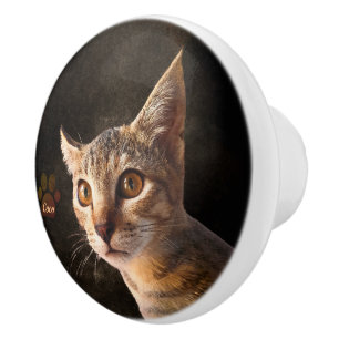 Custom Pet Photo Cat Dog Lover Template Ceramic Knob